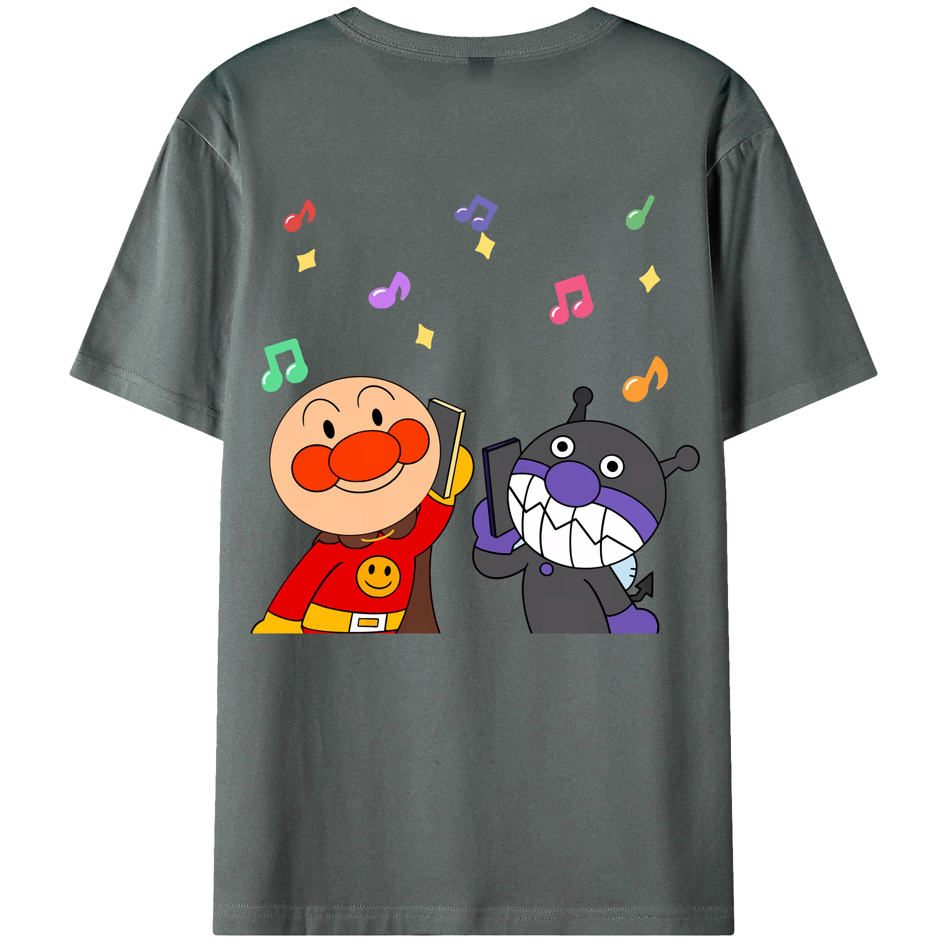 （画像用） アンパンマン Anpanman 綿100％ メンズ半袖Tシャツ（バックプリント） 通気性